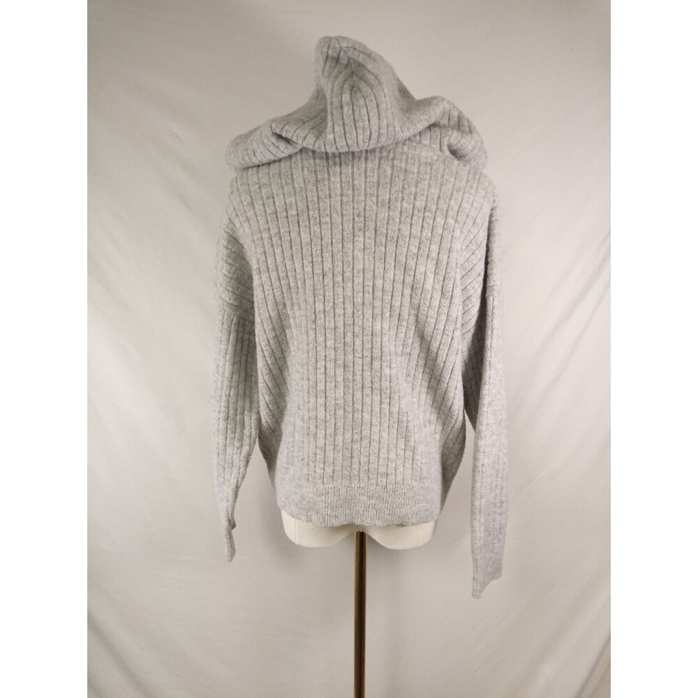 Lucky Brand Women's Gray V-Neck Hooded Cropped Sweater Size Medium - Picture 4 of 5